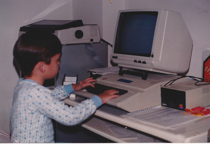 me, playing with an Apple II